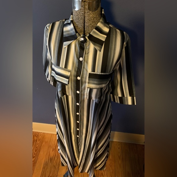 Mr. KK Dresses Long Black And White Striped Shirt Dress Poshmark